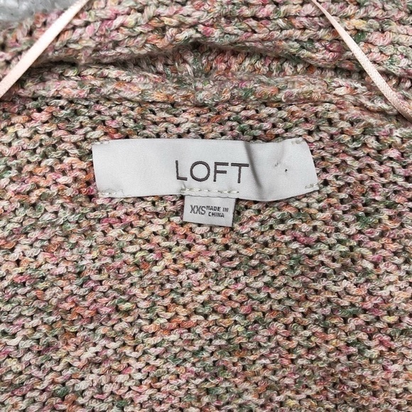 𝅺LOFT Knit Light Pink Cozy Multicolour Cotton Blend Cardigan XXS - Picture 3 of 5